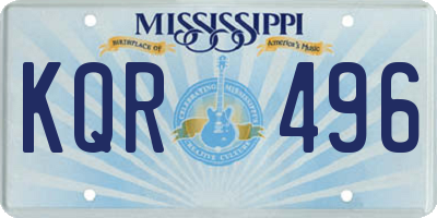 MS license plate KQR496