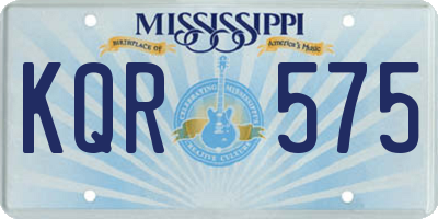 MS license plate KQR575