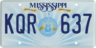 MS license plate KQR637