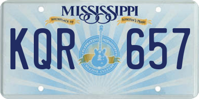 MS license plate KQR657