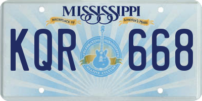 MS license plate KQR668