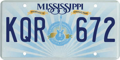 MS license plate KQR672