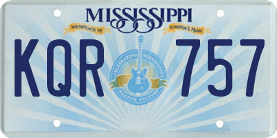 MS license plate KQR757