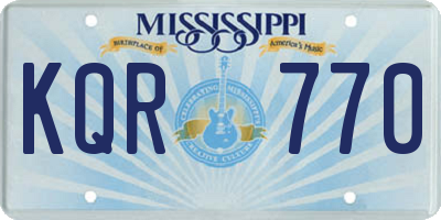 MS license plate KQR770