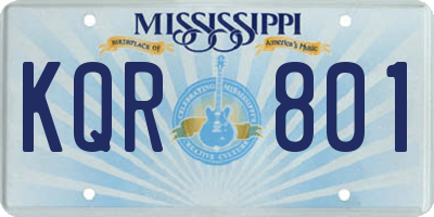 MS license plate KQR801