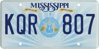 MS license plate KQR807