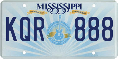 MS license plate KQR888