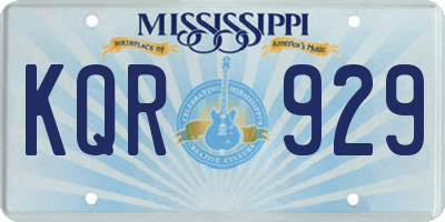 MS license plate KQR929