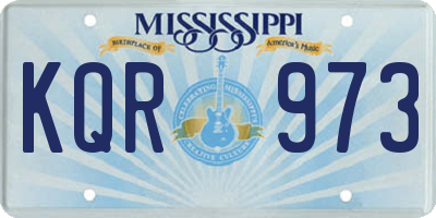 MS license plate KQR973