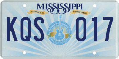 MS license plate KQS017