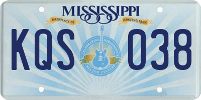 MS license plate KQS038