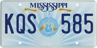 MS license plate KQS585