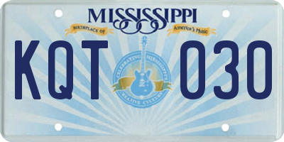 MS license plate KQT030