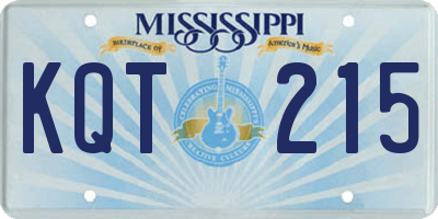 MS license plate KQT215