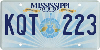 MS license plate KQT223