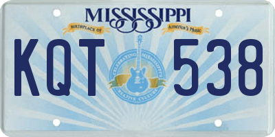 MS license plate KQT538