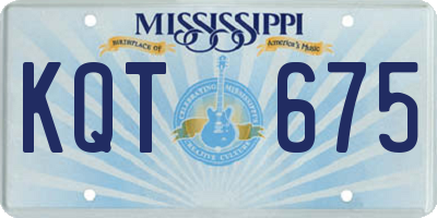 MS license plate KQT675