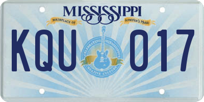 MS license plate KQU017
