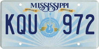 MS license plate KQU972