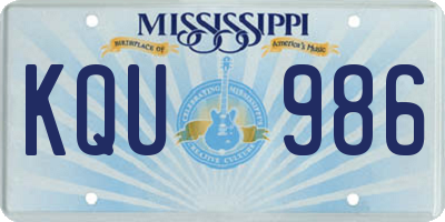 MS license plate KQU986