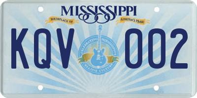MS license plate KQV002