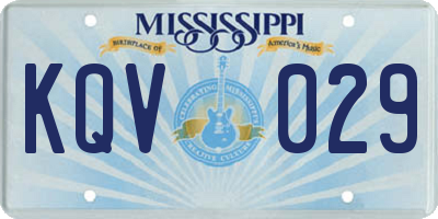 MS license plate KQV029