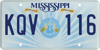 MS license plate KQV116