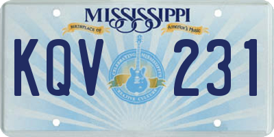 MS license plate KQV231