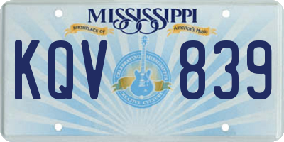 MS license plate KQV839