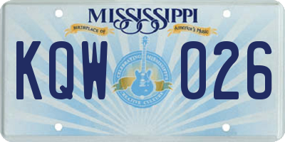 MS license plate KQW026