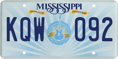 MS license plate KQW092