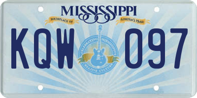 MS license plate KQW097