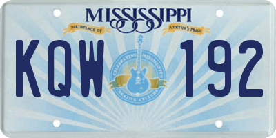 MS license plate KQW192