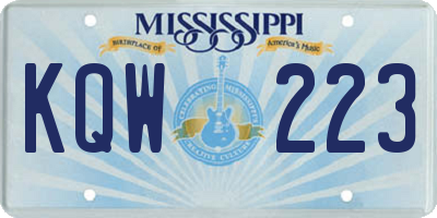 MS license plate KQW223