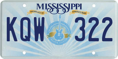 MS license plate KQW322