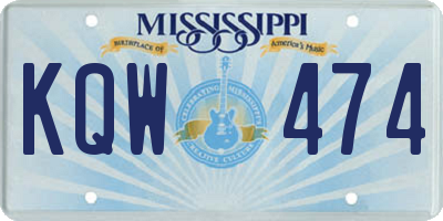 MS license plate KQW474