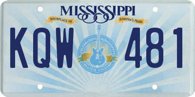 MS license plate KQW481