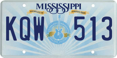 MS license plate KQW513