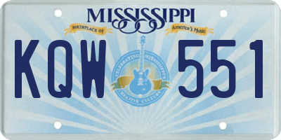 MS license plate KQW551