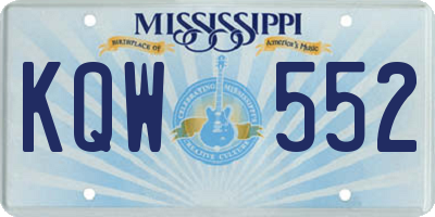 MS license plate KQW552