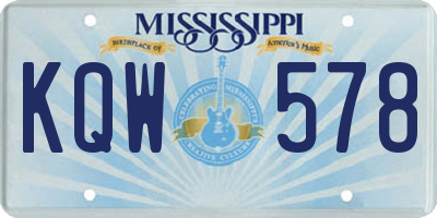 MS license plate KQW578