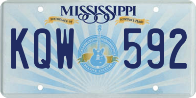MS license plate KQW592