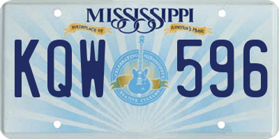 MS license plate KQW596