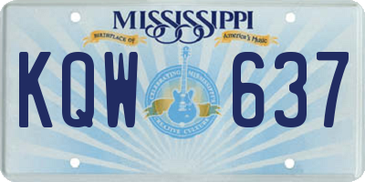 MS license plate KQW637
