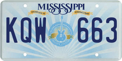 MS license plate KQW663