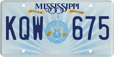 MS license plate KQW675