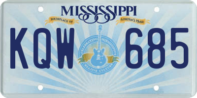 MS license plate KQW685