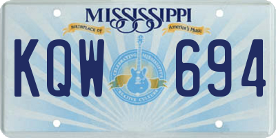 MS license plate KQW694