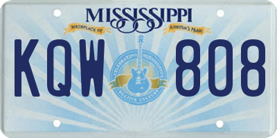 MS license plate KQW808