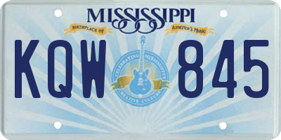 MS license plate KQW845